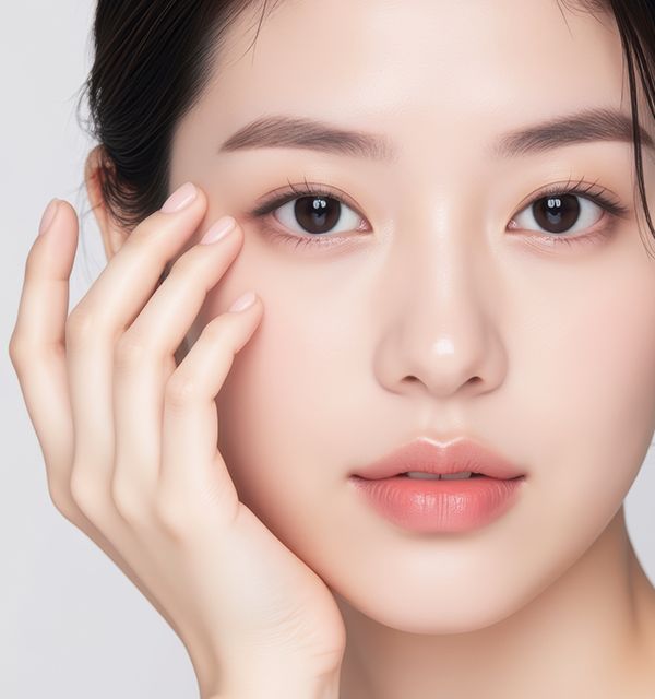 쥬베룩아이 시술 후 맑고 탄력 있는 눈가를 보여주는 여성 모델